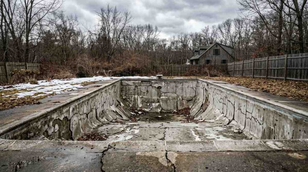 How Freeze-Thaw Cycles Damage New Hampshire Pools (And How to Prevent It) | Affordable Pool Repair Freeze-thaw damage on a gunite pool surface in New Hampshire during early spring