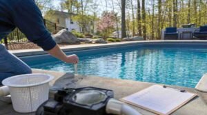 Spring pool opening checklist in New Hampshire with equipment startup